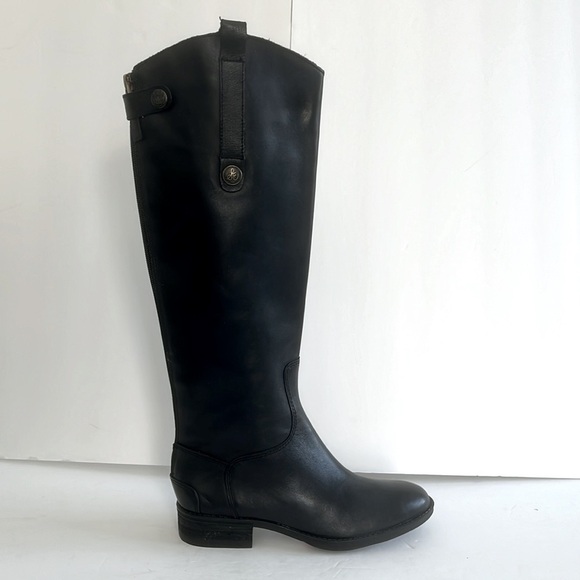 Sam Edelman $200 Penny Knee High Riding Black Leather Riding Boots Size 5 NWT - Picture 8 of 11